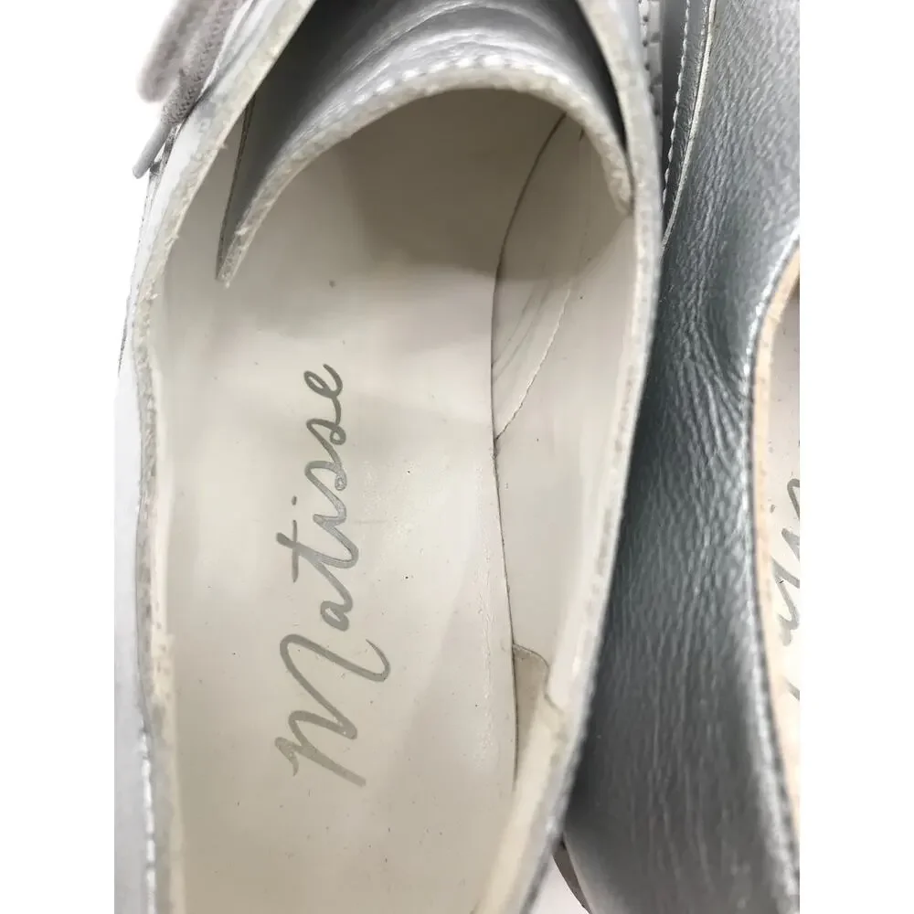 Matisse Vega Silver Metallic Platform Leather Lace Up Derby Shoes Size 8
